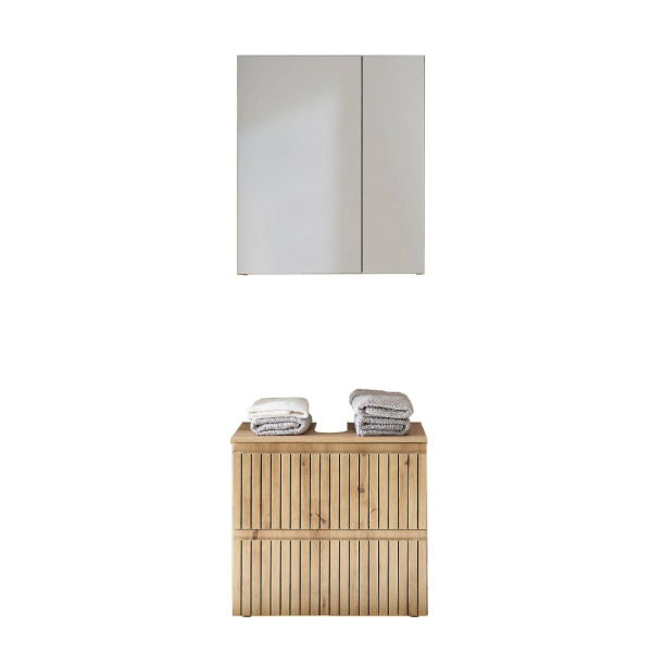 Austin Mirrored Bathroom Cabinet – Natural Wood - Living with Luxury