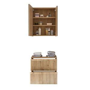 Austin Mirrored Bathroom Cabinet – Natural Wood - Living with Luxury