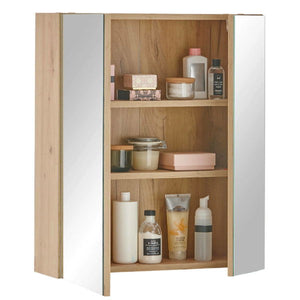 Austin Mirrored Bathroom Cabinet – Natural Wood - Living with Luxury