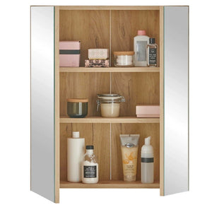 Austin Mirrored Bathroom Cabinet – Natural Wood - Living with Luxury