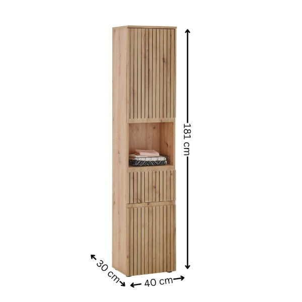 Austin Tall Bathroom Cabinet – Natural Wood - Living with Luxury