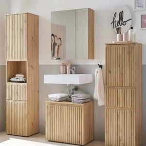 Austin Tall Bathroom Cabinet – Natural Wood - Living with Luxury
