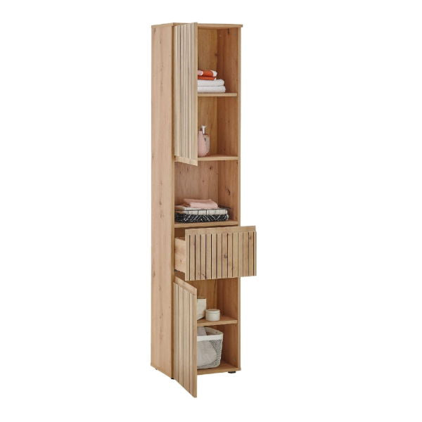Austin Tall Bathroom Cabinet – Natural Wood - Living with Luxury