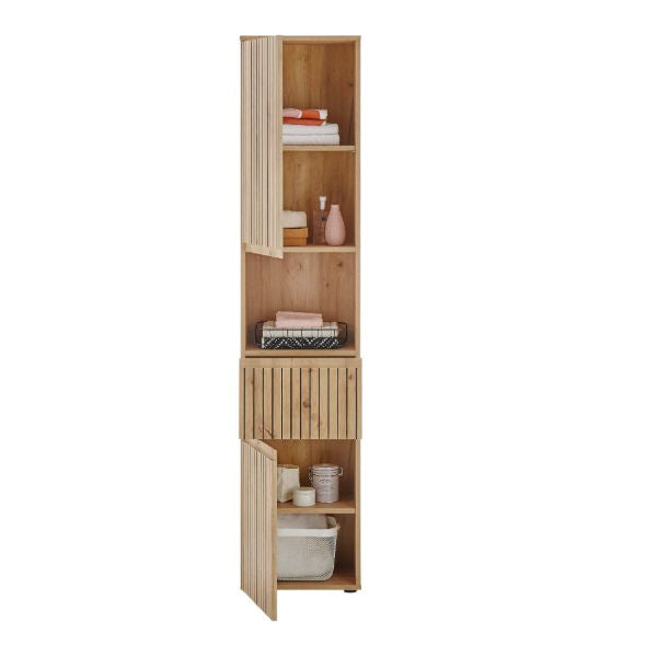 Austin Tall Bathroom Cabinet – Natural Wood - Living with Luxury