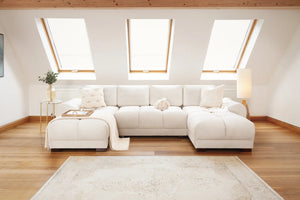 Azzuro Cream U-Shaped Corner Sofa – Upholstered Living Room Sofa