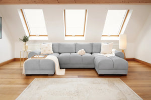 Azzuro Grey U-Shaped Corner Sofa – Upholstered Living Room Sofa