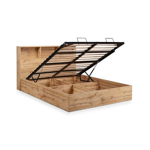 Bali Ottoman Bed with Bookcase Headboard – Natural Oak - Living with Luxury