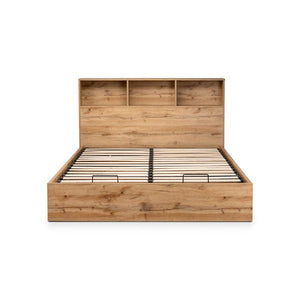 Bali Ottoman Bed with Bookcase Headboard – Natural Oak - Living with Luxury