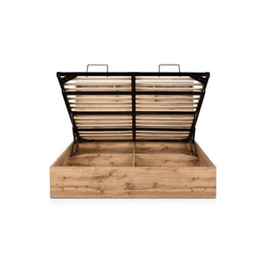 Bali Ottoman Bed with Bookcase Headboard – Oak - Living with Luxury