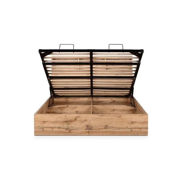Bali Ottoman Bed with Bookcase Headboard – Oak - Living with Luxury