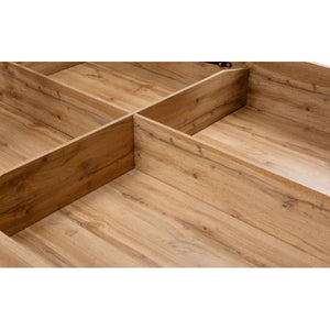 Bali Ottoman Bed with Bookcase Headboard – Natural Oak - Living with Luxury