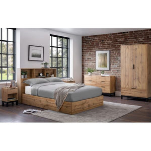 Bali Ottoman Bed with Bookcase Headboard – Oak - Living with Luxury