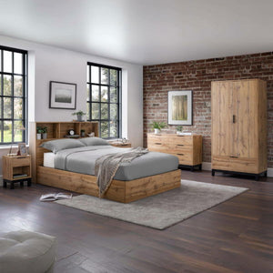Bali Ottoman Bed with Bookcase Headboard – Oak - Living with Luxury