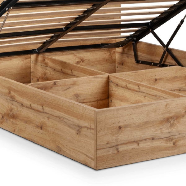 Bali Ottoman Bed with Bookcase Headboard – Natural Oak - Living with Luxury
