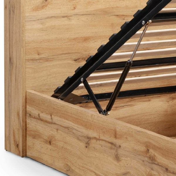 Bali Ottoman Bed with Bookcase Headboard – Natural Oak - Living with Luxury