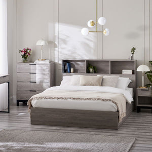 BALI 5FT OTTOMAN BED WITH GAS LIFT UP SYSTEM - GREY OAK - Living with Luxury