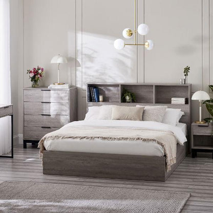 Bali Ottoman Storage Single Bed - Grey Oak - Living with Luxury