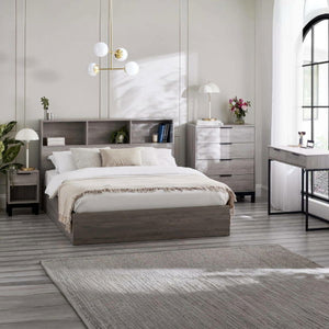 BALI 4FT6 OTTOMAN BED WITH GAS LIFT UP SYSTEM -GREY OAK - Living with Luxury