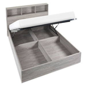 BALI 4FT6 OTTOMAN BED WITH GAS LIFT UP SYSTEM -GREY OAK - Living with Luxury