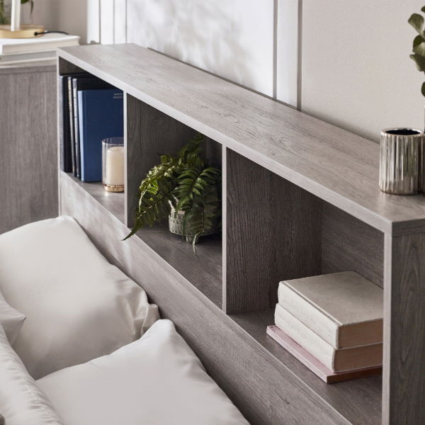 BALI 5FT OTTOMAN BED WITH GAS LIFT UP SYSTEM - GREY OAK - Living with Luxury
