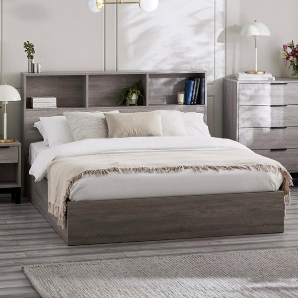 Bali Ottoman Storage 135cm Double Bed - Grey Oak - Living with Luxury