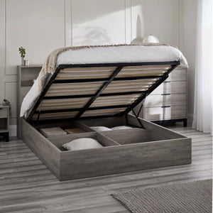 Bali Ottoman Storage 135cm Double Bed - Grey Oak - Living with Luxury