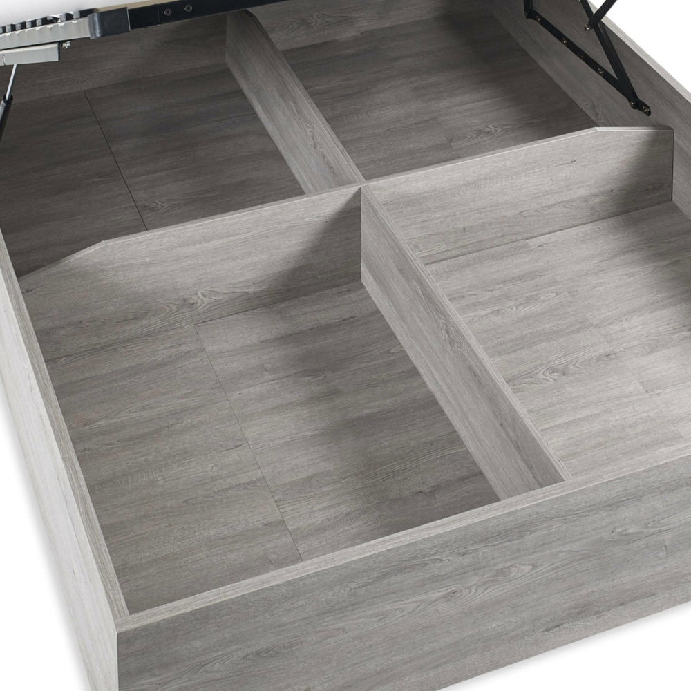 Bali Ottoman Storage 135cm Double Bed - Grey Oak - Living with Luxury