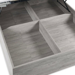 Bali Ottoman Storage 135cm Double Bed - Grey Oak - Living with Luxury