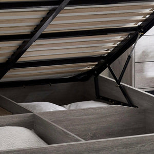 Bali Ottoman Storage 135cm Double Bed - Grey Oak - Living with Luxury