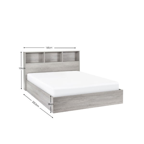 BALI 5FT OTTOMAN BED WITH GAS LIFT UP SYSTEM - GREY OAK - Living with Luxury