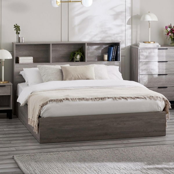 BALI 5FT OTTOMAN BED WITH GAS LIFT UP SYSTEM - GREY OAK - Living with Luxury