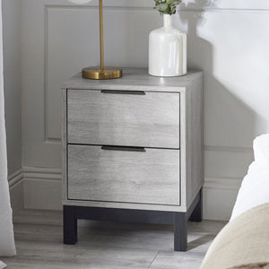BALI 2 DRAWER BEDSIDE - GREY OAK - Living with Luxury