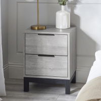BALI 2 DRAWER BEDSIDE - GREY OAK - Living with Luxury