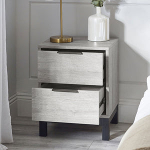 BALI 2 DRAWER BEDSIDE - GREY OAK - Living with Luxury