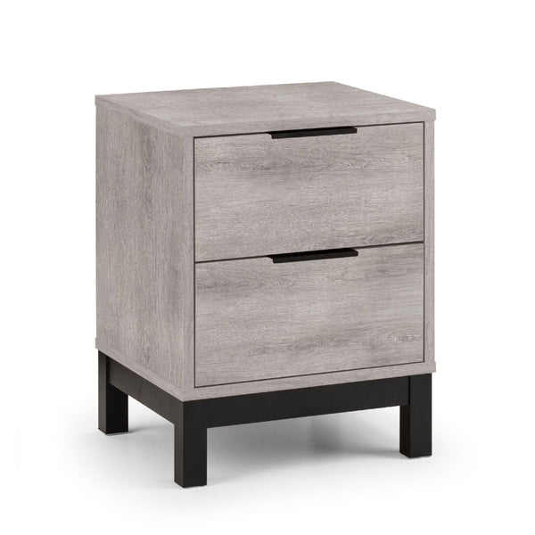BALI 2 DRAWER BEDSIDE - GREY OAK - Living with Luxury
