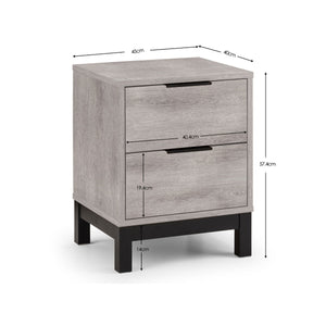 BALI 2 DRAWER BEDSIDE - GREY OAK - Living with Luxury