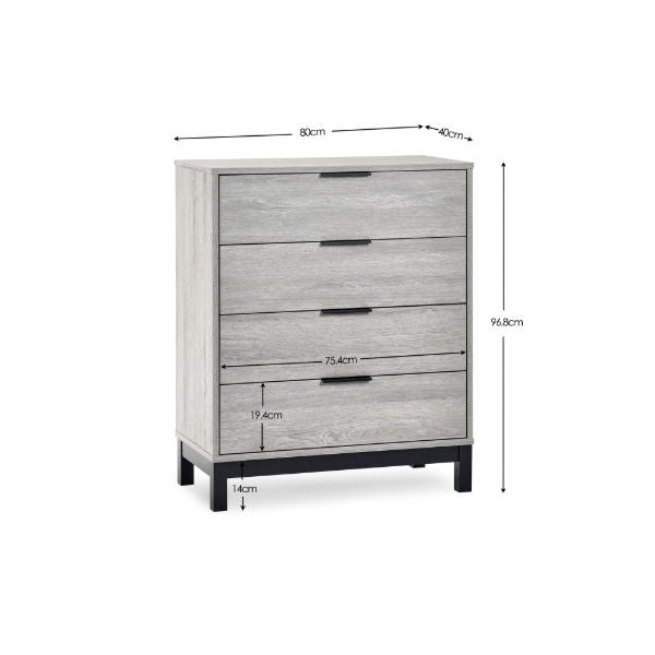 Bali 4 Drawer Chest - Grey Oak - Living with Luxury