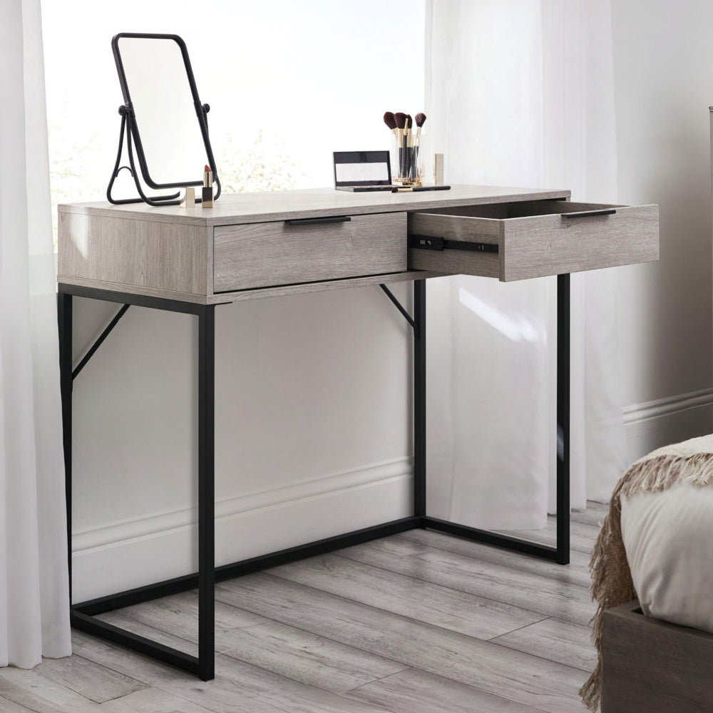 BALI 2 DRAWER DRESSING TABLE/DESK - GREY OAK - Living with Luxury