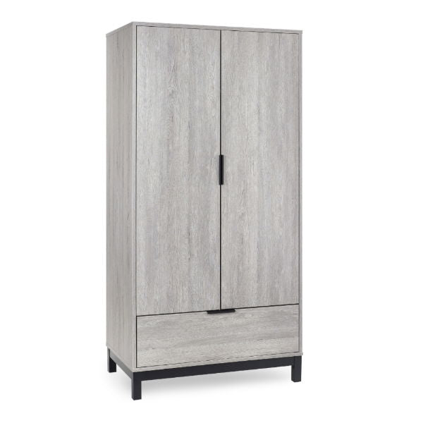 Bali 2 Door 1 Drawer Wardrobe - Grey Oak - Living with Luxury