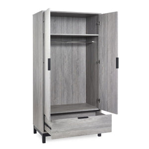 Bali 2 Door 1 Drawer Wardrobe - Grey Oak - Living with Luxury