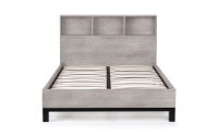 BALI BOOKCASE HEADBOARD BED 150CM - GREY OAK - Living with Luxury