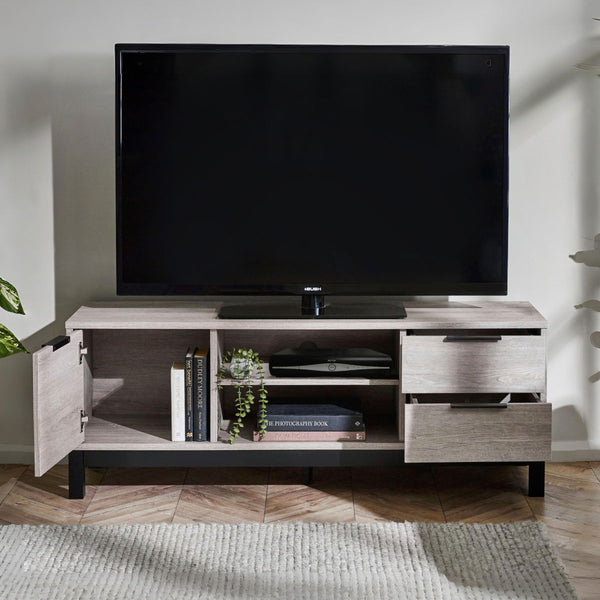 BALI TV UNIT IN CLICK CLACK SYSTEM - GREY OAK - Living with Luxury
