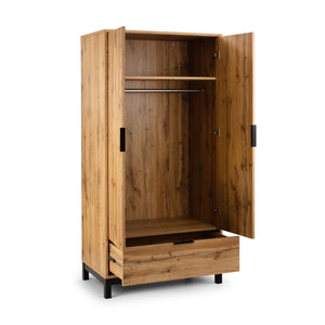 BALI 2 DOOR 1 DRAWER WARDROBE - LIGHT OAK - Living with Luxury