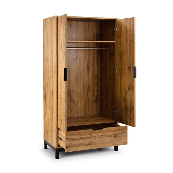 BALI 2 DOOR 1 DRAWER WARDROBE - LIGHT OAK - Living with Luxury