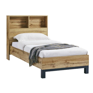 Bali Bookcase Headboard Bed 90cm - Light Oak - Living with Luxury