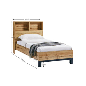 Bali Bookcase Headboard Bed 90cm - Light Oak - Living with Luxury