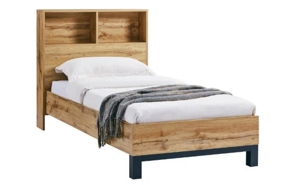 Bali Bookcase Headboard Bed 90cm - Light Oak - Living with Luxury