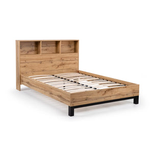 Bali Bookcase Headboard Bed 135cm - Light Oak - Living with Luxury