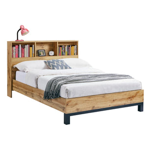 Bali Bookcase Headboard Bed 135cm - Light Oak - Living with Luxury