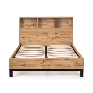 Bali Bookcase Headboard Bed 150cm - Light Oak - Living with Luxury